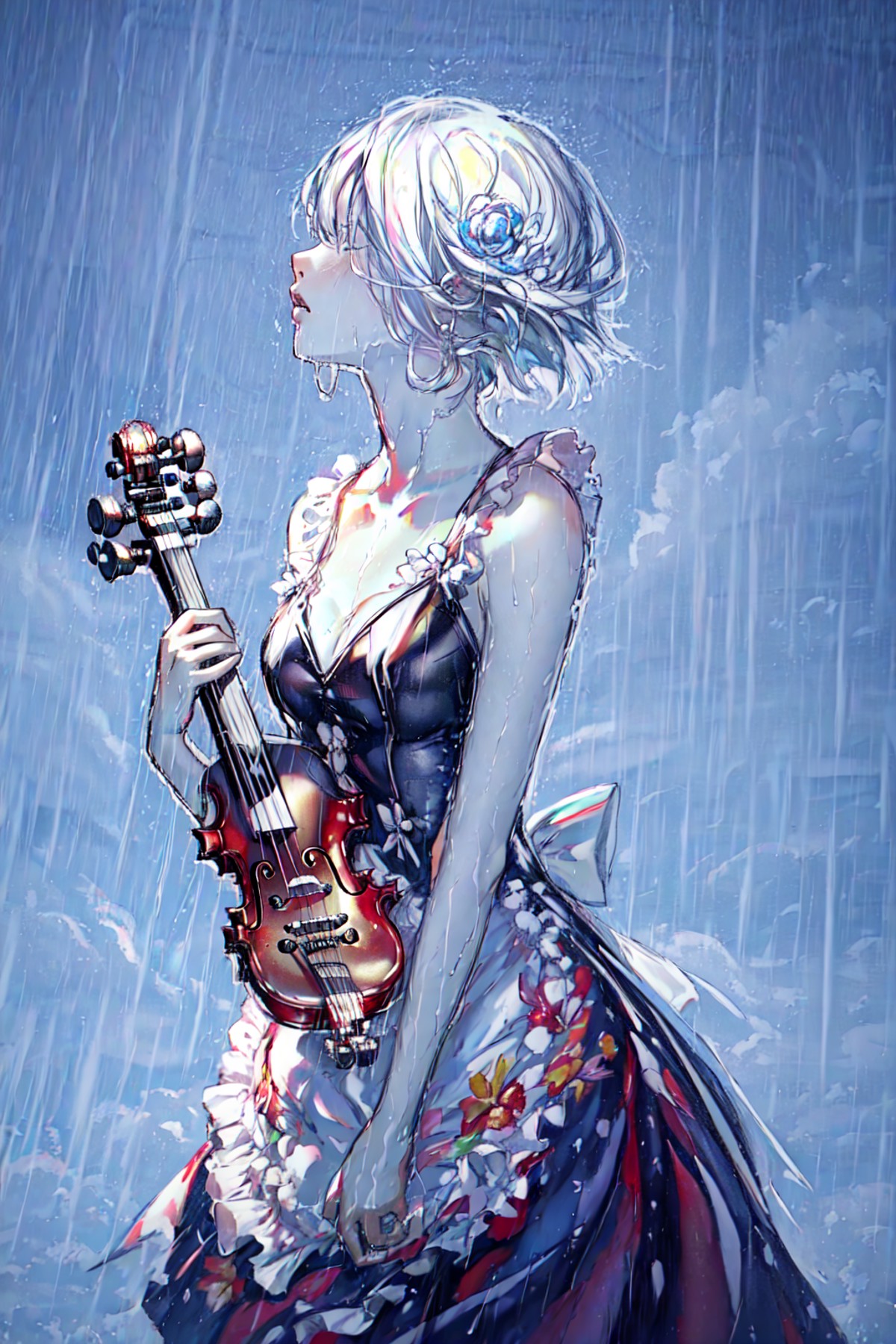 masterpiece, best quality, 1girl,dress,rain,violin,cloud
 <lora:StarryShade:1>